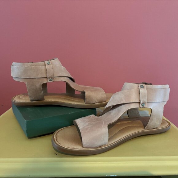 Born Womens Size 7 Marlowe Light Brown Full Grain Leather Gladiator Flat Sandals - Picture 2 of 6